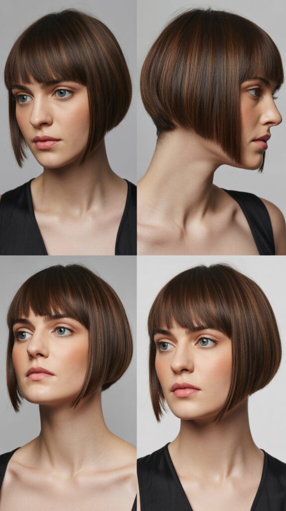 Sleek French Bob with Angled Fringe