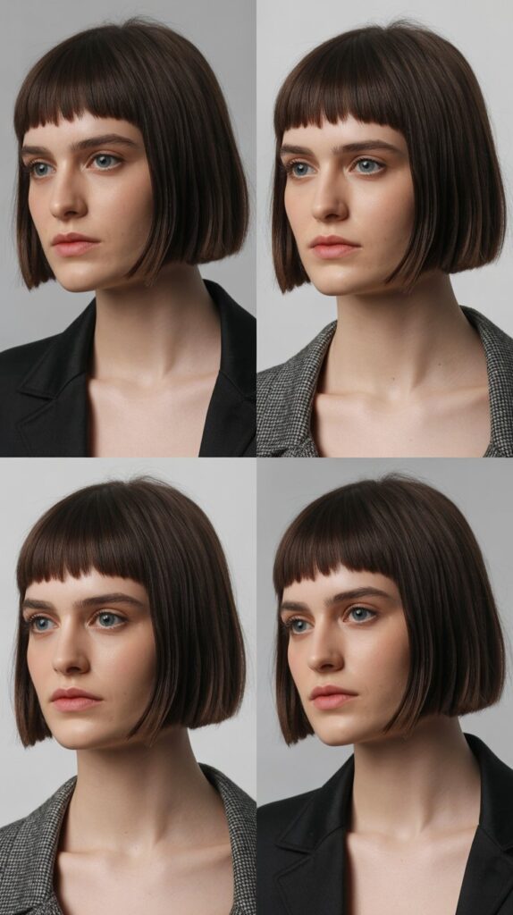 Blunt French Bob With Baby Fringe