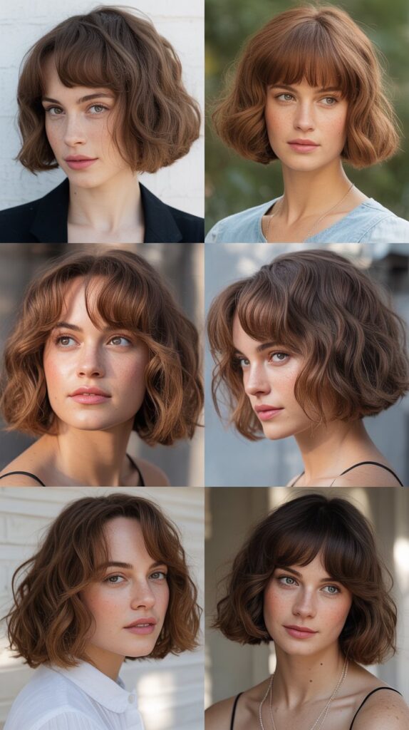 Wavy French Bob With Feathered Bangs