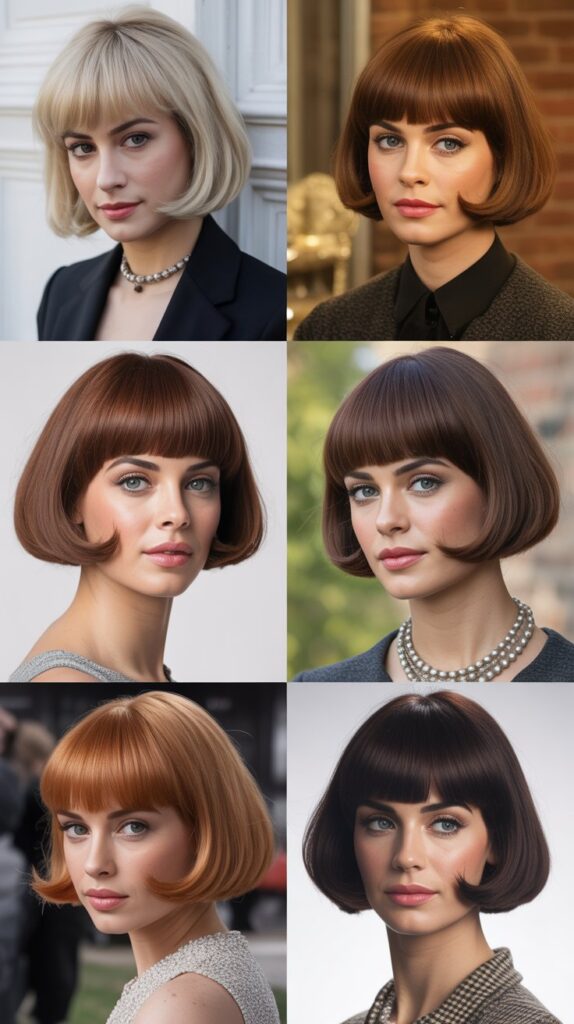 Retro French Bob with Full Straight Fringe