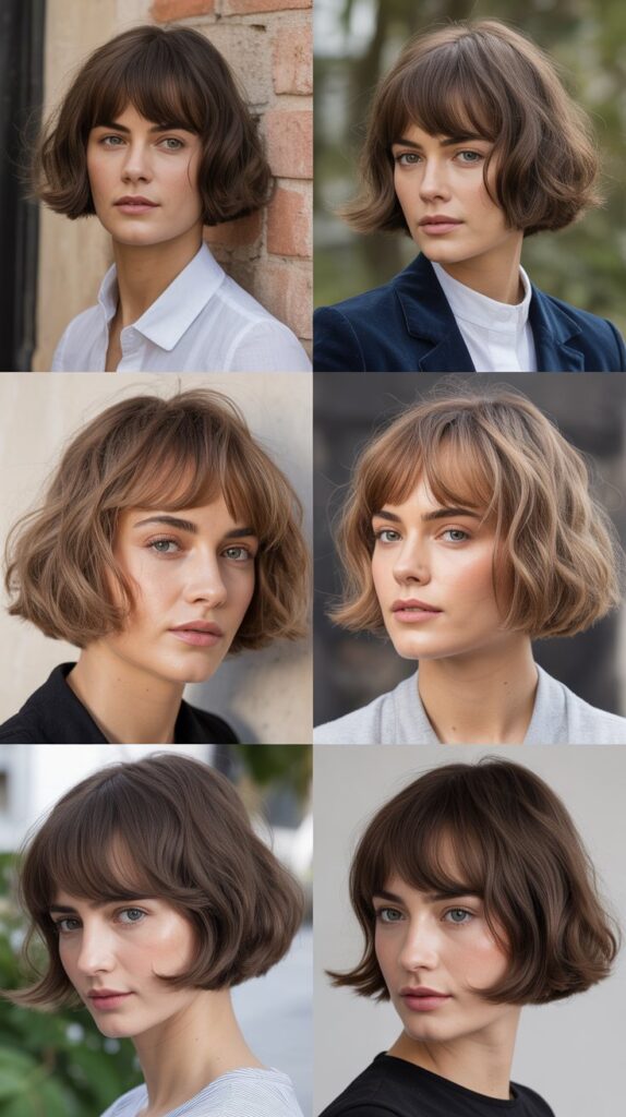 French Bob With Face-Framing Layers And Wispy Bangs