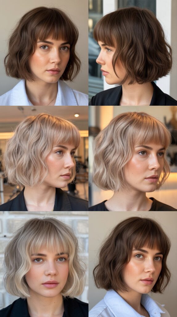 French Bob With Piecey Bangs And Highlights
