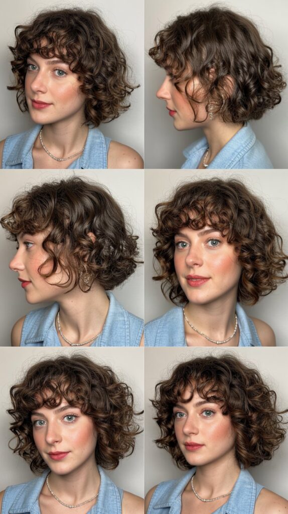 French Bob With Perm And Curly Bangs