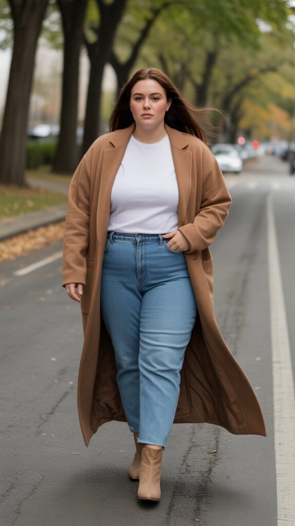 27 Flattering Casual Fall Outfits for Plus-Size Women 19 Cardigan Coat with Simple Basics