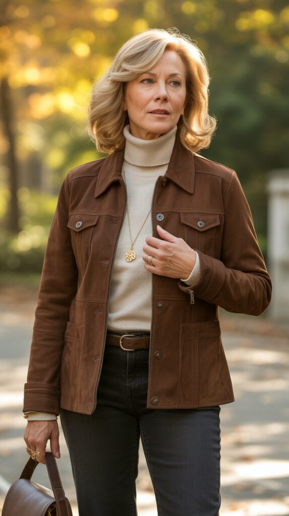 33 Classy Casual Fall Outfits for Women Over 50 22 Suede Pieces for Texture