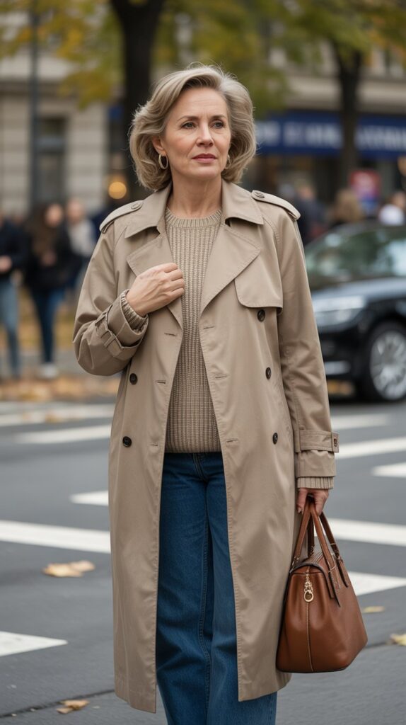 33 Classy Casual Fall Outfits for Women Over 50 12 Trench Coat Over Everything