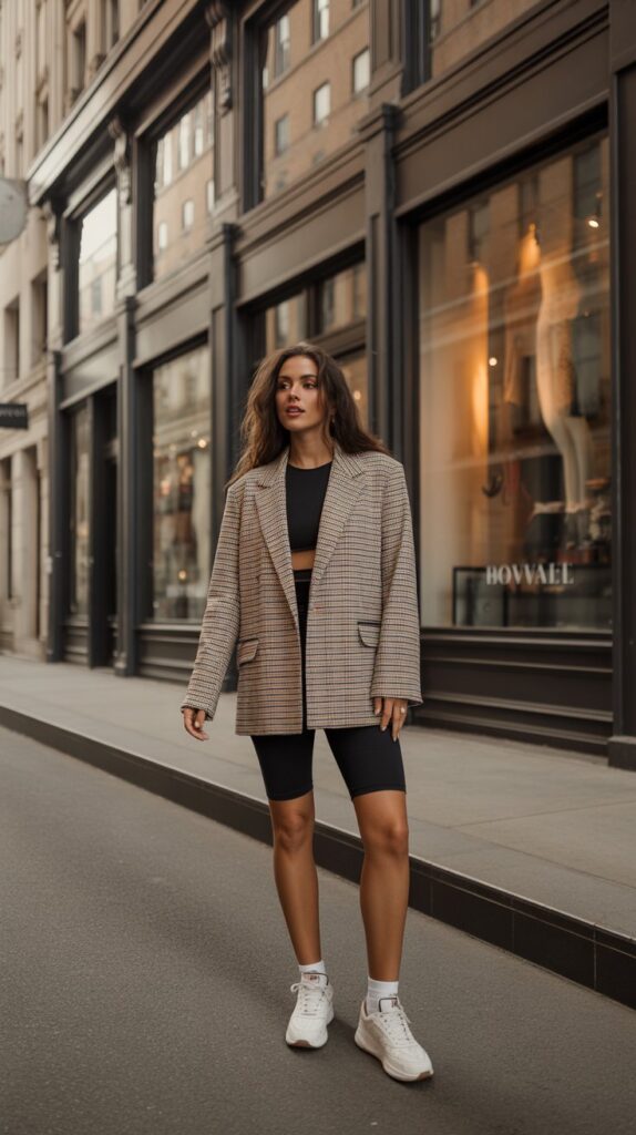 28 Sporty and Stylish Casual Fall Outfits for Women with Sneakers 23 Oversized Blazer as Statement Piece
