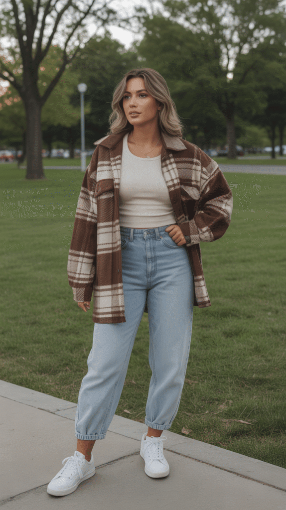 30 Chic Casual Fall Outfits for Women with Jeans 21 Shacket and Mom Jeans