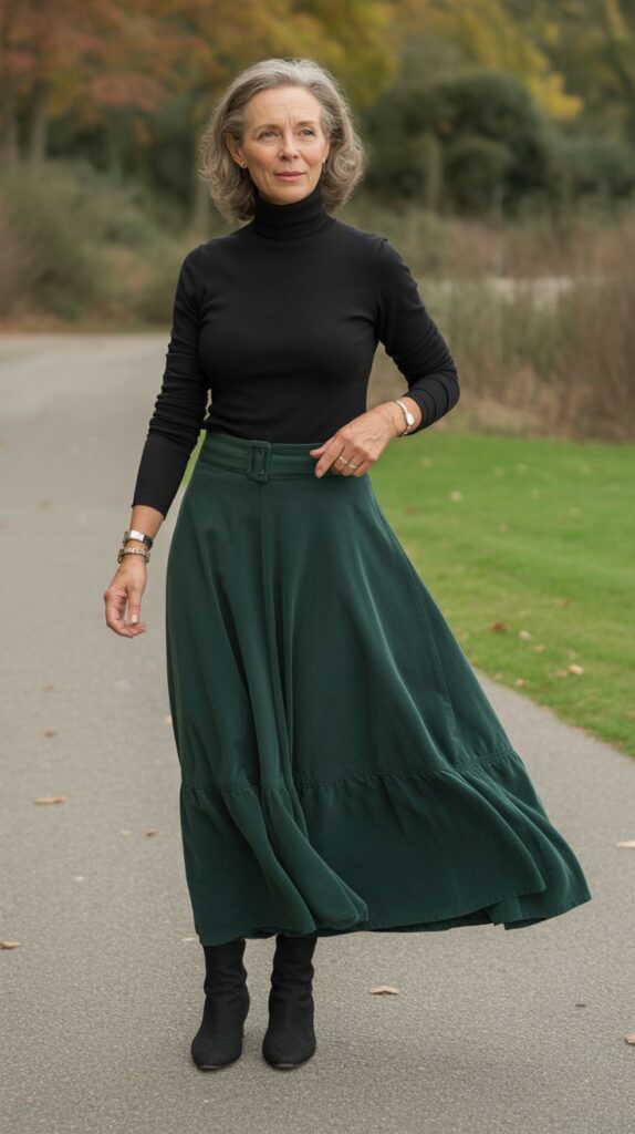 33 Classy Casual Fall Outfits for Women Over 50 23 Maxi Skirt with Fitted Top