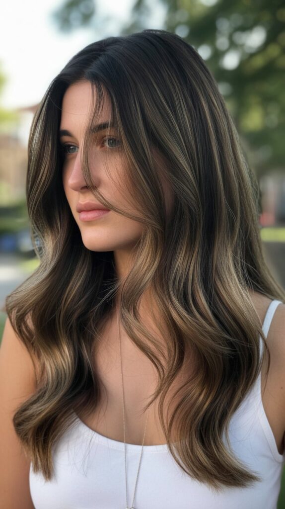 27 Stunning Brunette with Highlights and Lowlights Ideas 8 Balayage Highlights with Natural Graduation