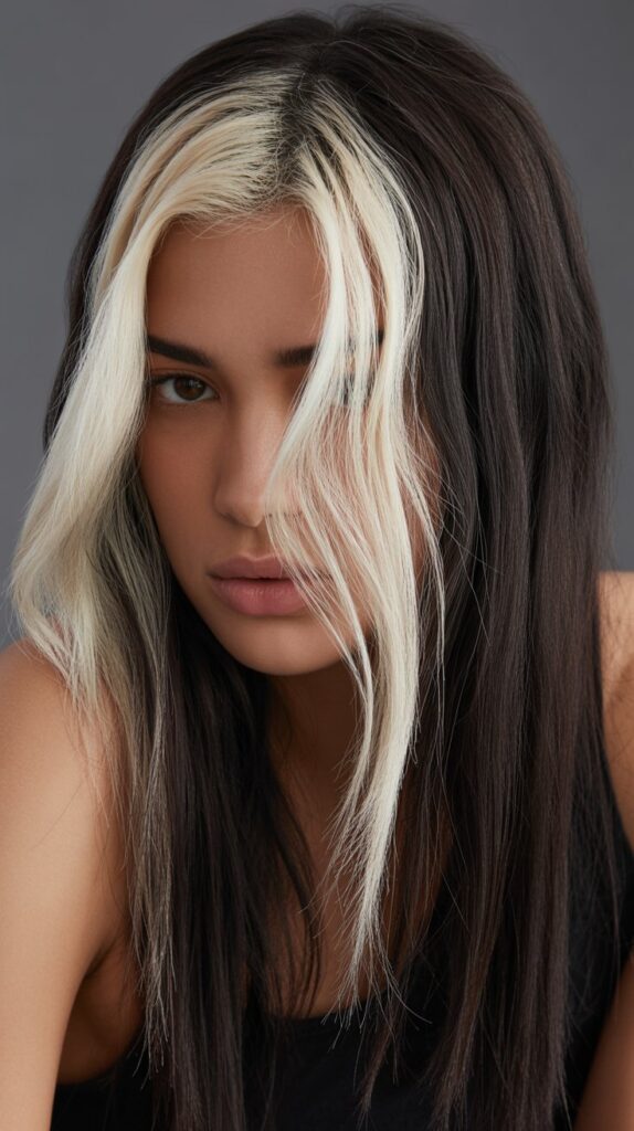 27 Stunning Brunette with Highlights and Lowlights Ideas 10 Platinum Highlights on Dark Brunette