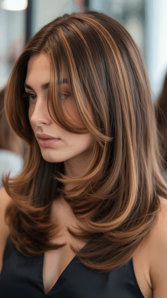 25 Beautiful Brown Wig with Caramel Highlights 18 Brown Wig with Caramel Ribbon Highlights