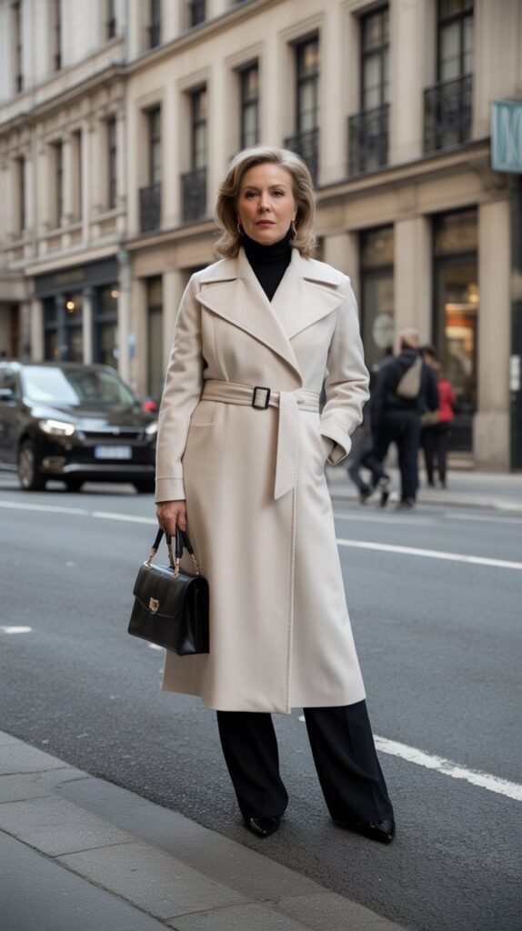 30 Fabulous Winter Outfits for Women Over 50 That Radiate Confidence 8 Belted Wrap Coat Elegance