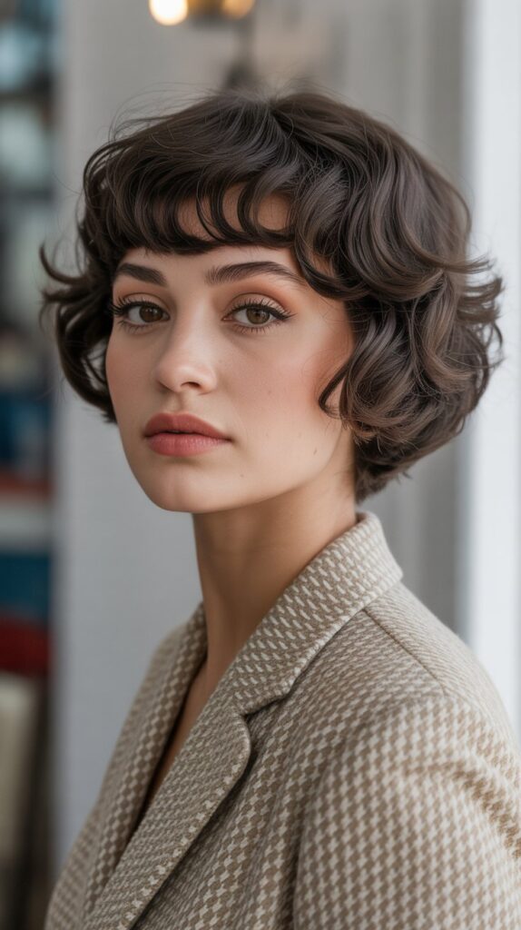 27 Gorgeous Wavy Pixie Hairstyles for Thick Hair 20 Wavy Pixie with Baby Bangs