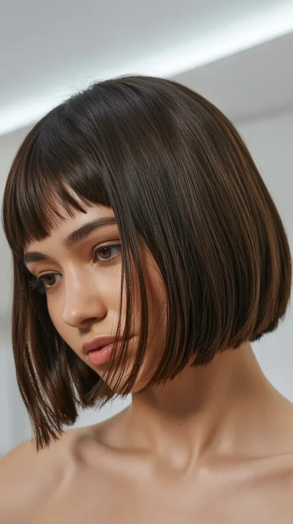 Graduated Long Bob with Baby Bangs