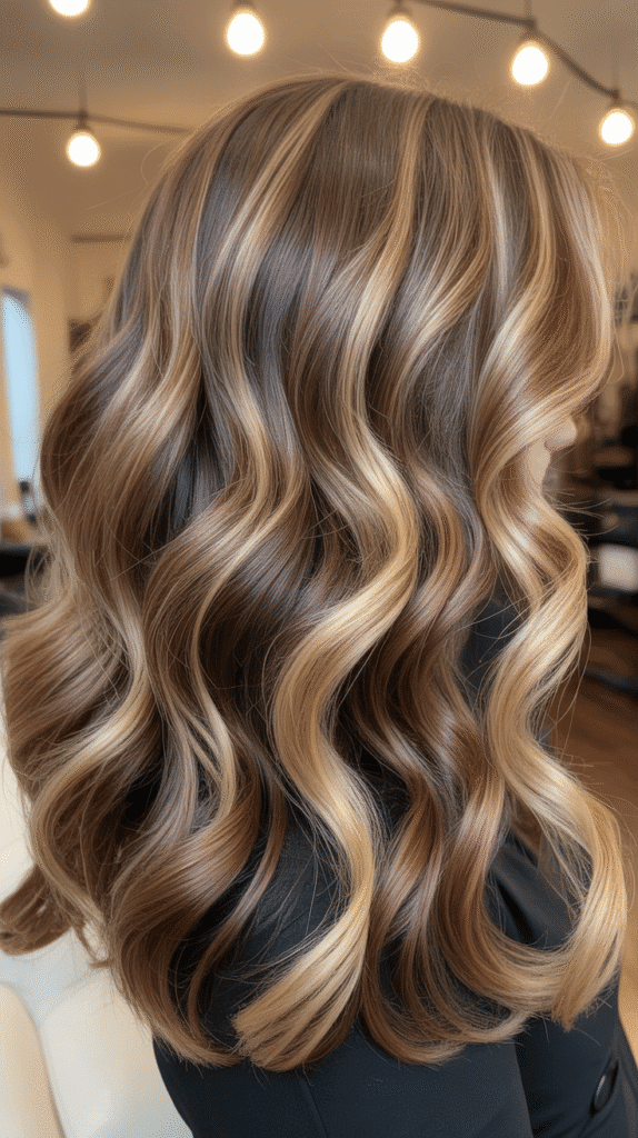Butterscotch Blonde Highlights with Espresso Bean Lowlights