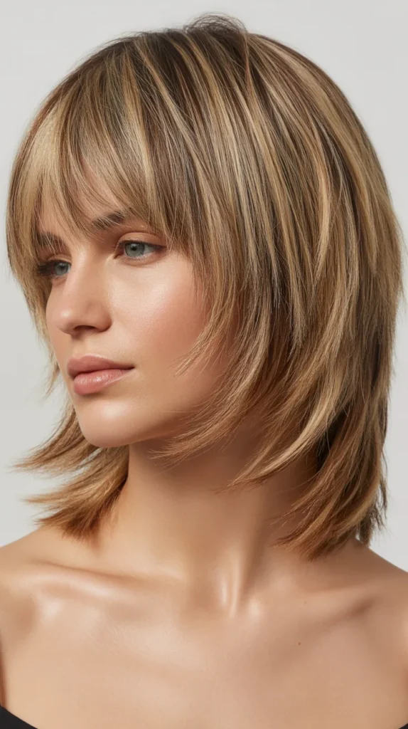 Long Bob with Choppy Layers and Textured Bangs
