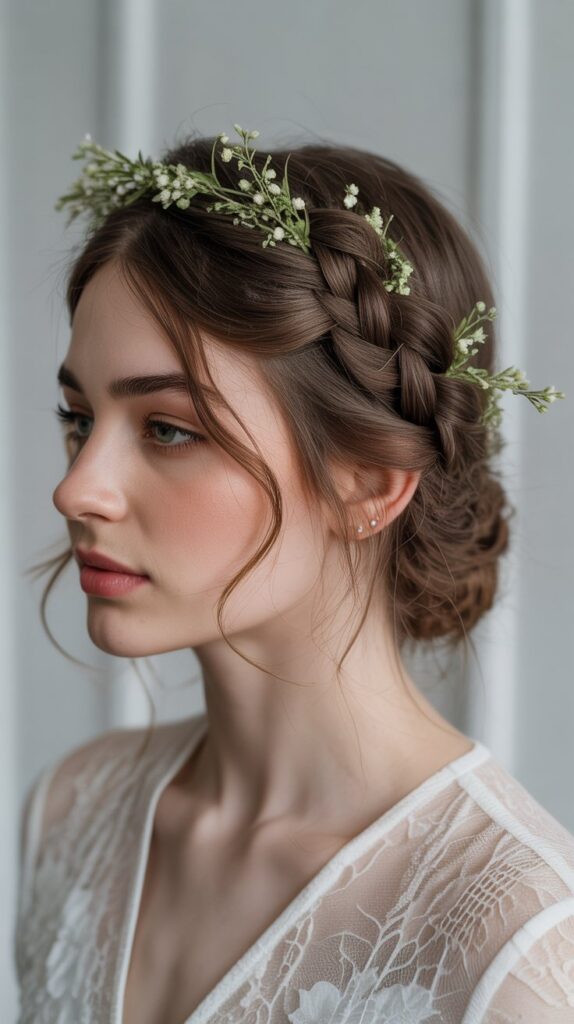 27 Greasy Hair Hairstyles with a Headband 22 Crown Braid with Floral Wire Headband