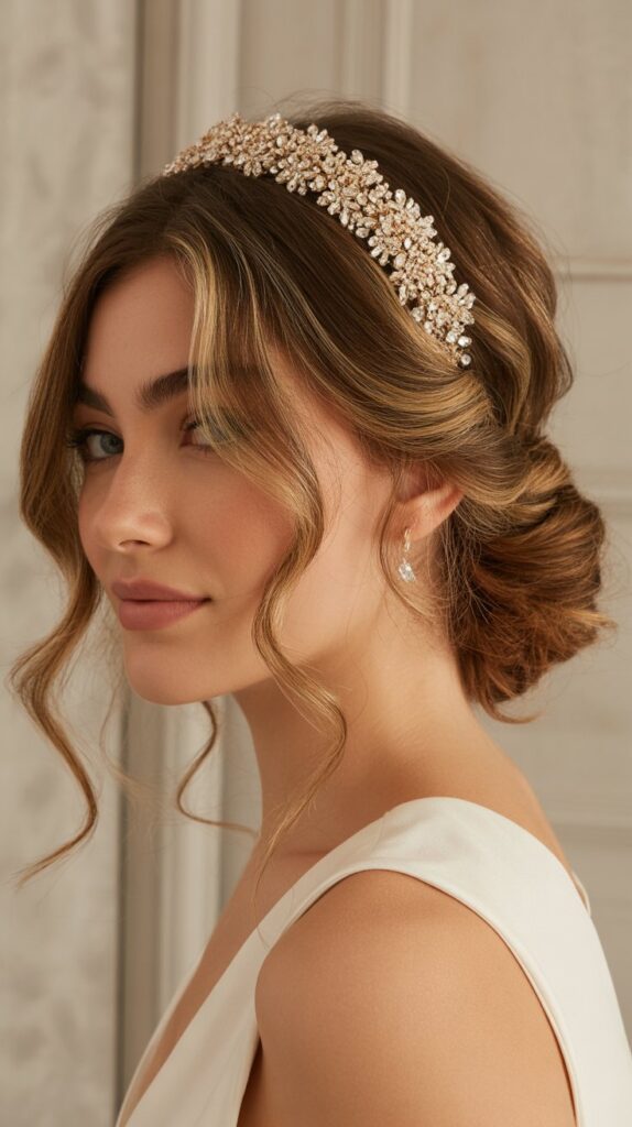 27 Greasy Hair Hairstyles with a Headband 24 Pinned-Back Curls with Jeweled Headband