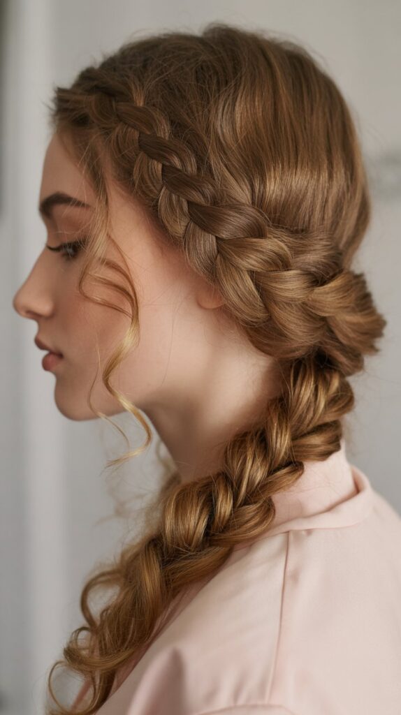 Transform Your Look: 25+ Stunning Curly Hairstyles For Round Faces 19 Curly Side Braid Crown