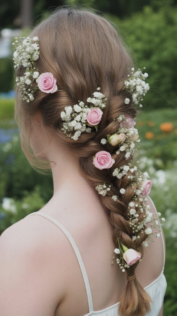 Side Braid with Flowers