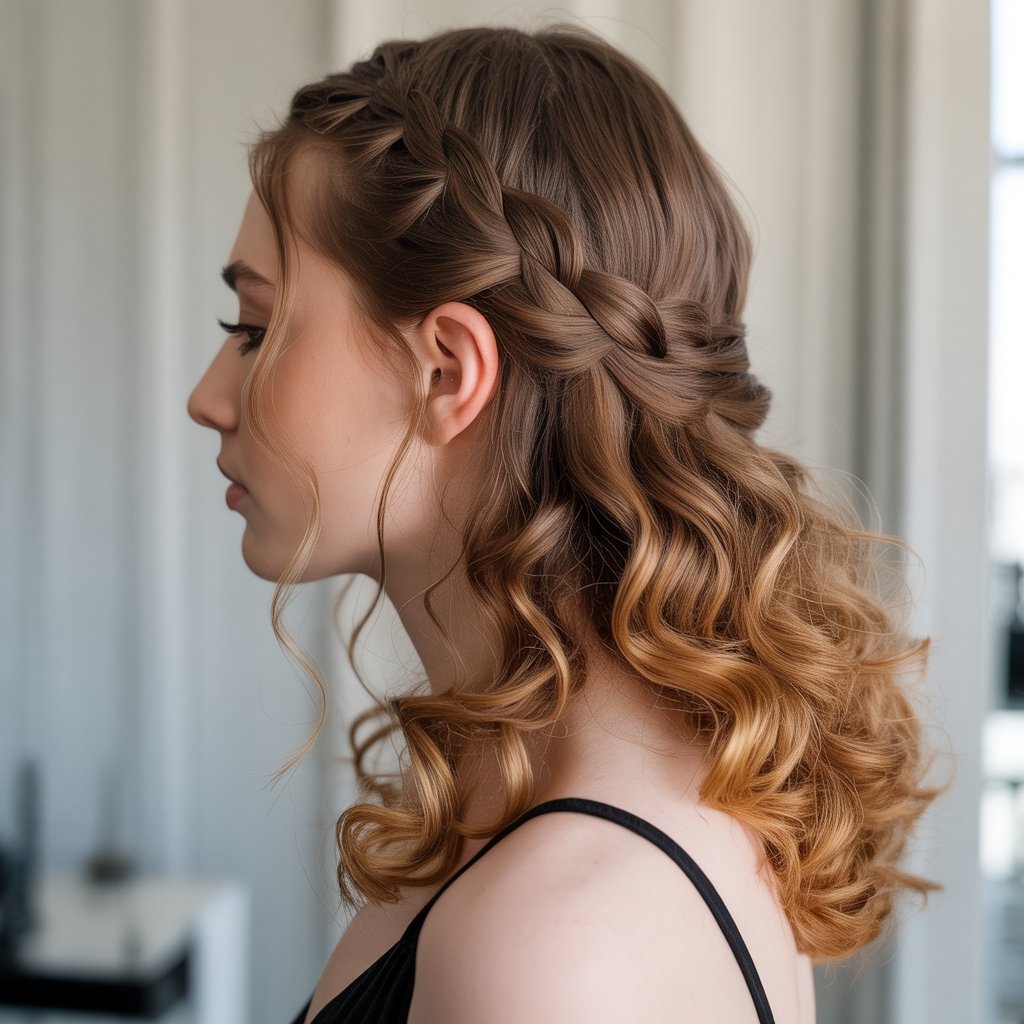 Side Braid with Curled Ends