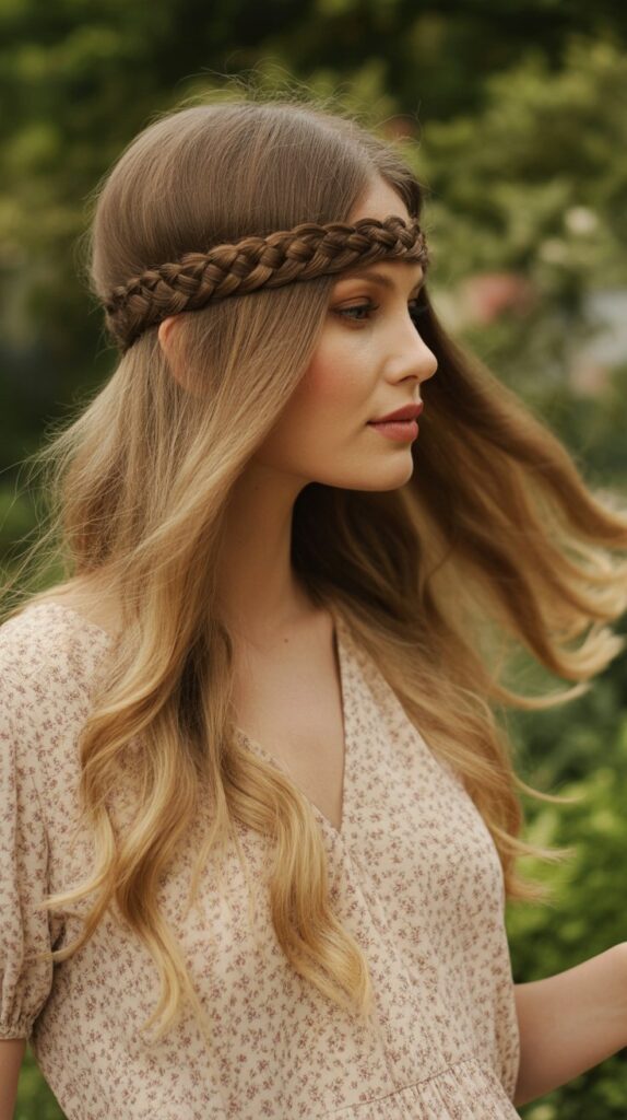 33 Chic Greasy Hair Hairstyles for Long Hair 8 Braided Headband Style