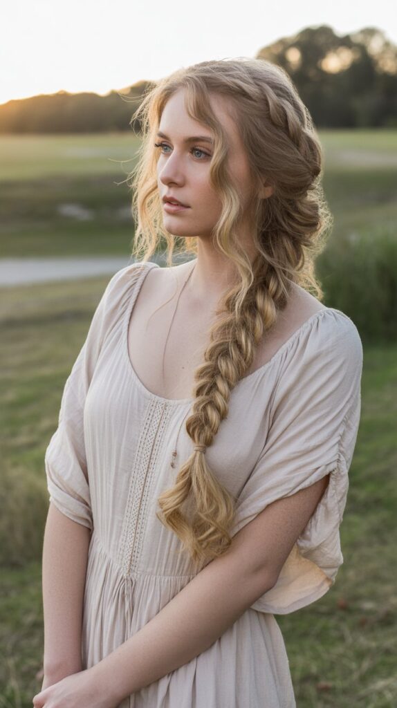 33 Chic Greasy Hair Hairstyles for Long Hair 26 Side Fishtail with Loose Waves