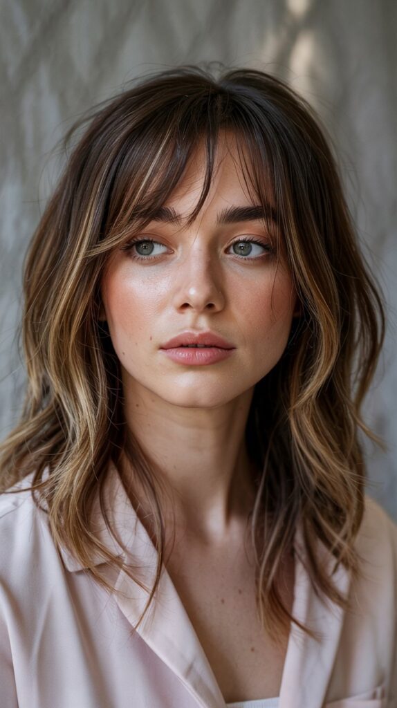 27+ Cute Haircuts for Thin Hair to Add Volume and Style 16 Wispy Bangs with Layered Cut