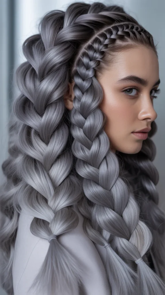  Pewter Grey Feed-In Braids