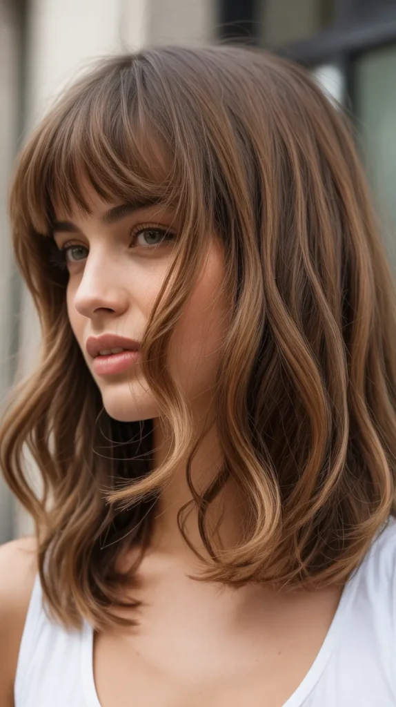 Tousled Long Bob with Choppy Curtain Bangs