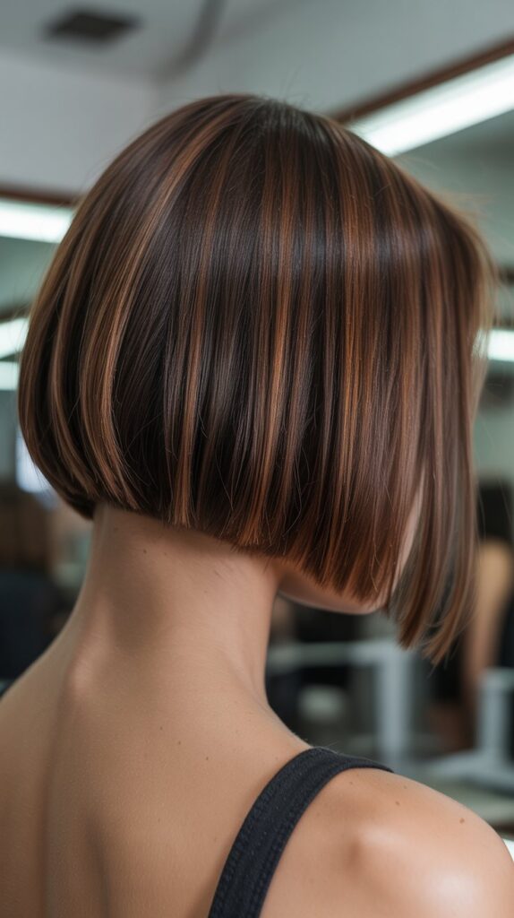 27+ Trendy Lowlights for Short Brown Hair on Brunettes 18 Lowlights with Glossing Treatment