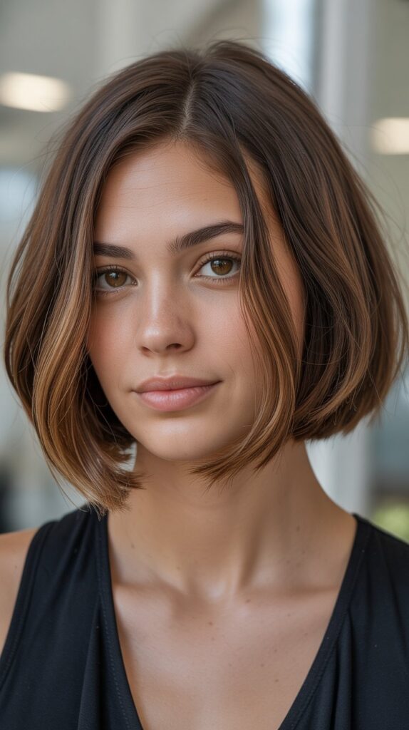 27+ Trendy Lowlights for Short Brown Hair on Brunettes 13 . Neutral Brown Lowlights for Balance