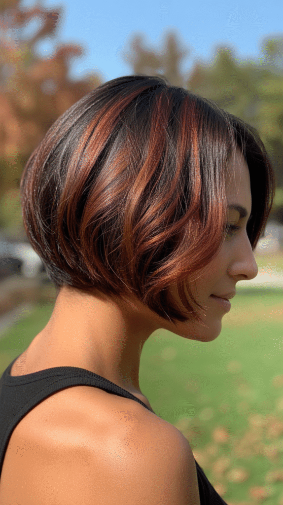 27+ Trendy Lowlights for Short Brown Hair on Brunettes 4 . Mahogany Lowlights for Warmth