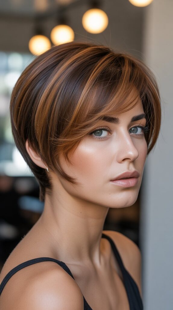27+ Trendy Lowlights for Short Brown Hair on Brunettes 3 Caramel and Brown Shadow Melt