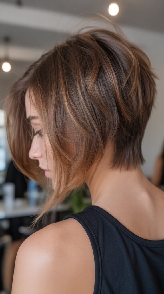 27+ Trendy Lowlights for Short Brown Hair on Brunettes 19 Peekaboo Lowlights Under Layers