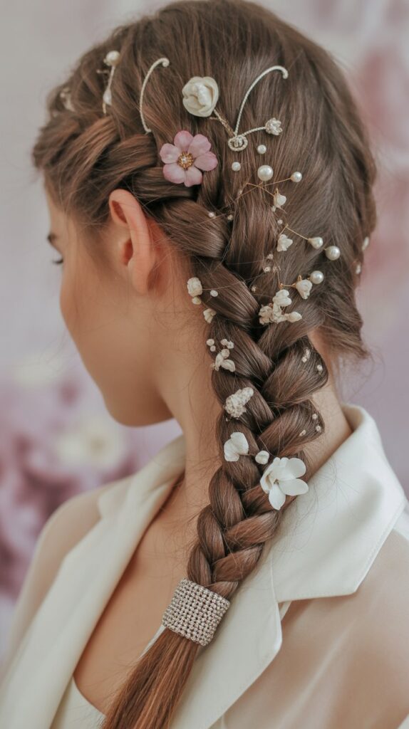 Side Braid with Hair Accessories