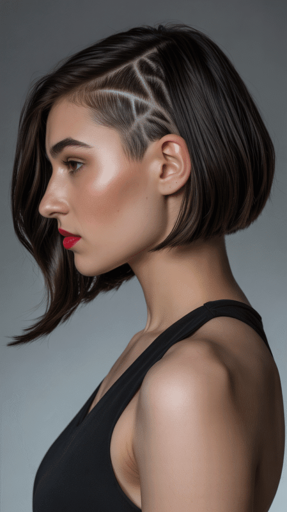 Top 30 Feminine Short Hair for Round Faces 9 Asymmetrical Bob with Shaved Side