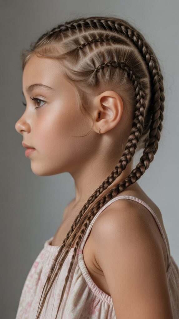 30 Best Cornrow Hairstyles for Kids with Natural Hair 2 Side-Swept Cornrows