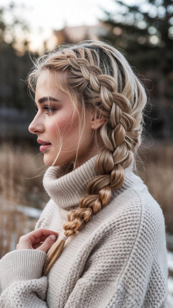 27 Trendy Winter Hair Braid Styles to Try 2 Dutch Braid (Reverse French Braid)