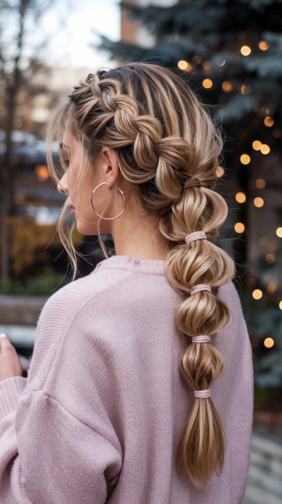 27 Trendy Winter Hair Braid Styles to Try 18 Bubble Braid
