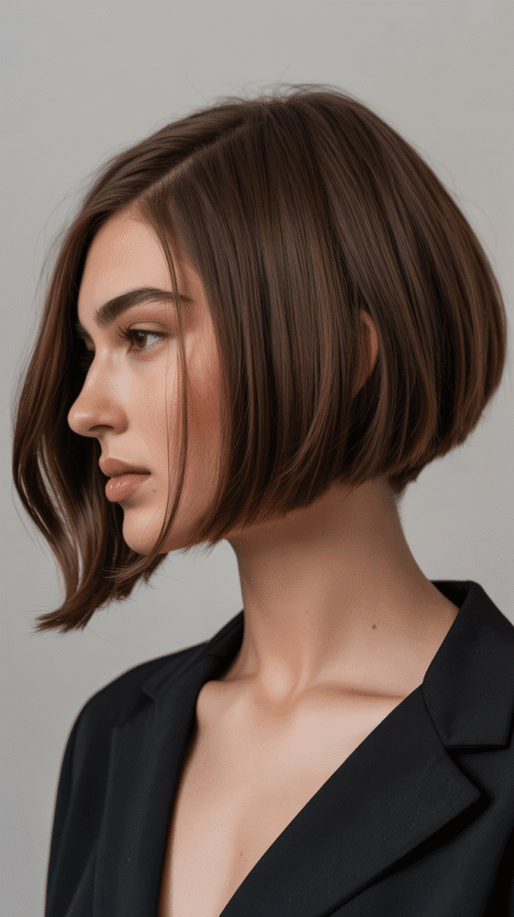 Top 30 Feminine Short Hair for Round Faces 3 Angled Bob with Deep Side Part