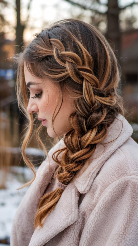 Waterfall Braid with Honey Blonde Balayage