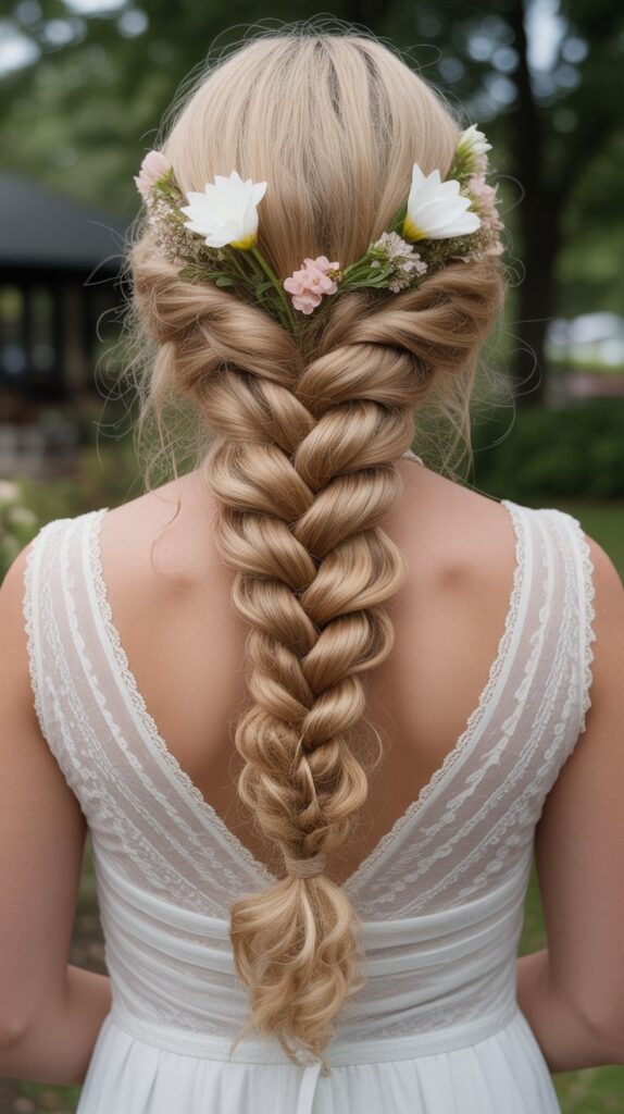 Loose Curly Braid Down the Back