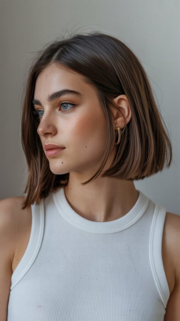 Sleek Long Bob with Tucked Ears