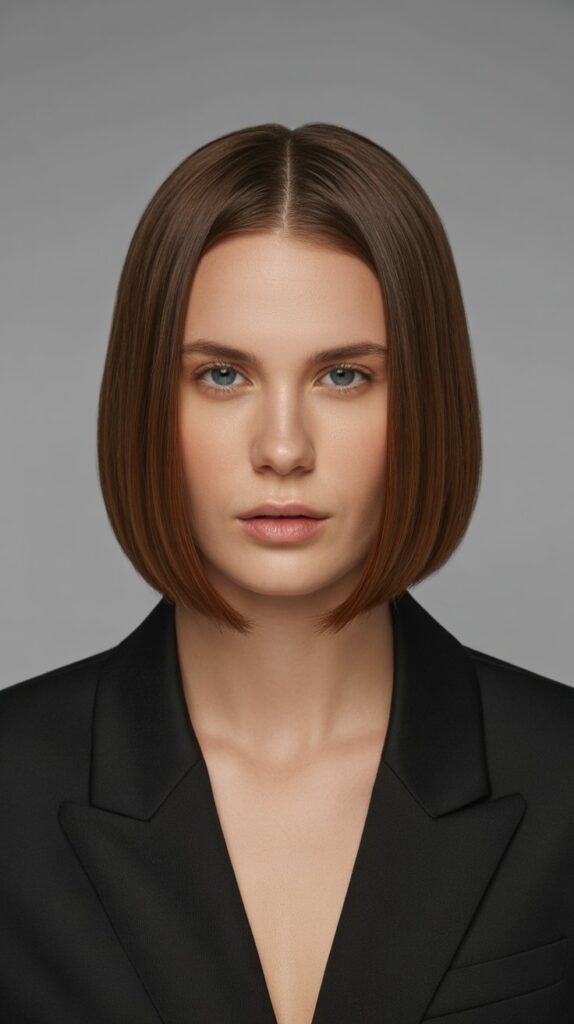 34+ Latest Bob Haircuts for Fine Hair 18 Sleek Middle-Parted Bob