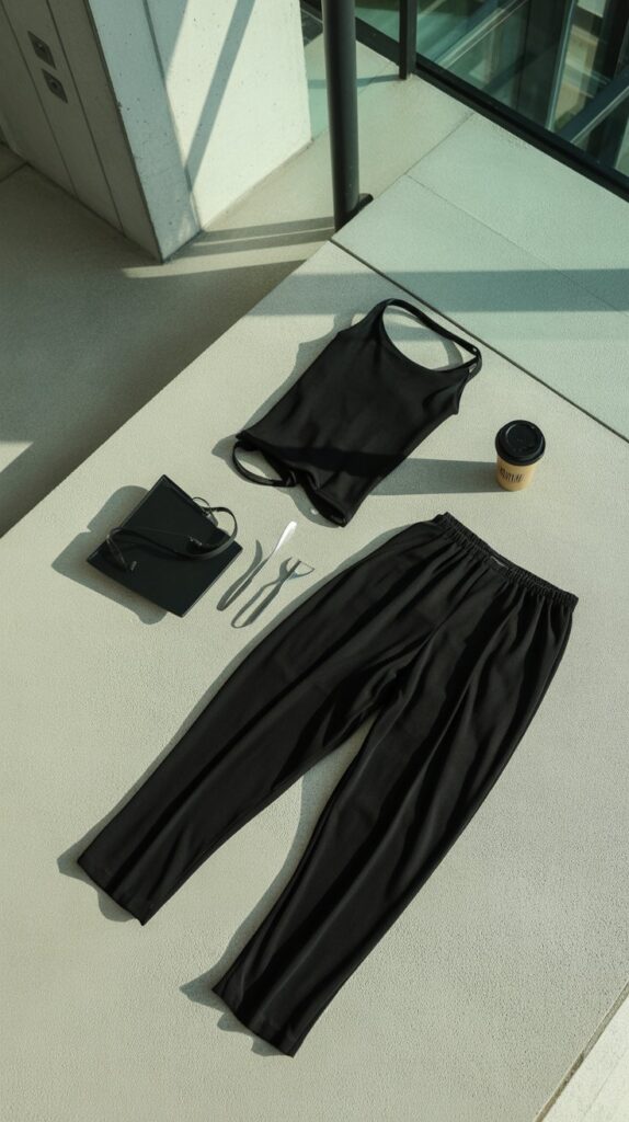 26 Aesthetic Self Care Sunday Outfit Inspirations 19 Minimalist Black Loungewear Set