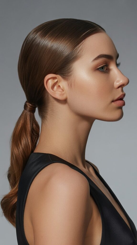 30 Easy and Quick Greasy Hair Hairstyles 2 Slicked Back Ponytail