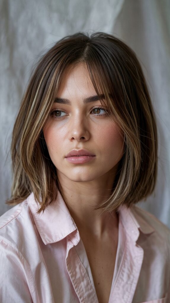 30 Stunning Long Bob with Layers and Curtain Bangs 7 Long Bob with Razored Layers and Curtain Bangs