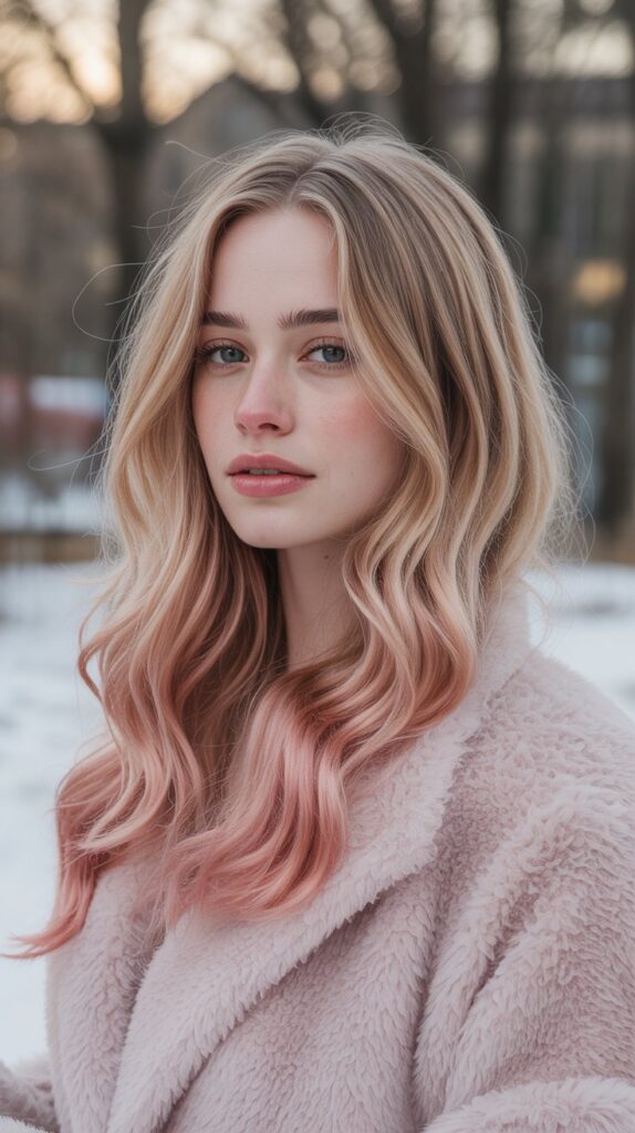 25+ Winter Hair Colors for Blondes: Cool, Chic, and Stunning 11 Rose Gold Blonde